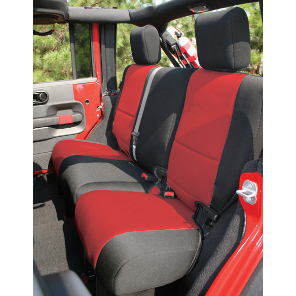 SEAT COVER REAR 4-DOOR JK 07-10 BLACK / RED